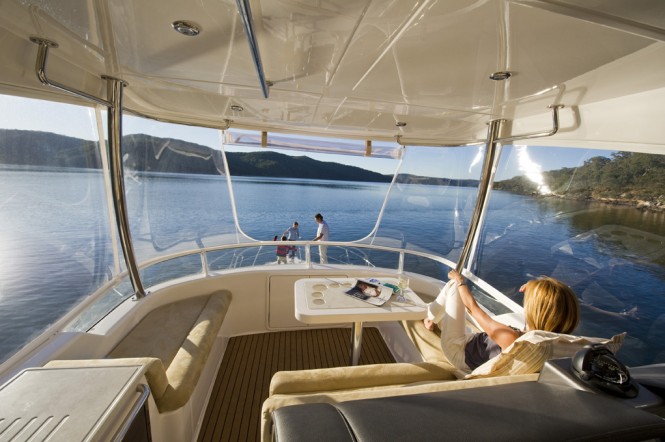The Riviera motor yacht 43's open flybridge gives 360 vision