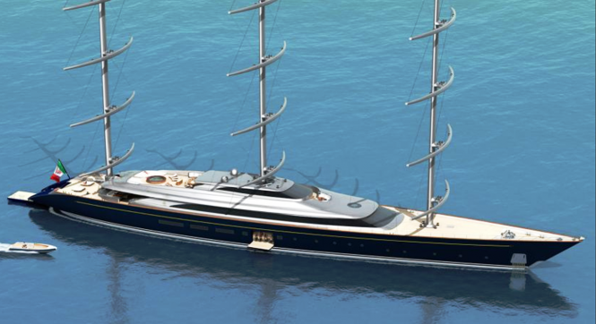 The New & Improved Yacht Maltese Falcon: The Perini Navi 335 ft (102m) Falcon Rig Superyacht