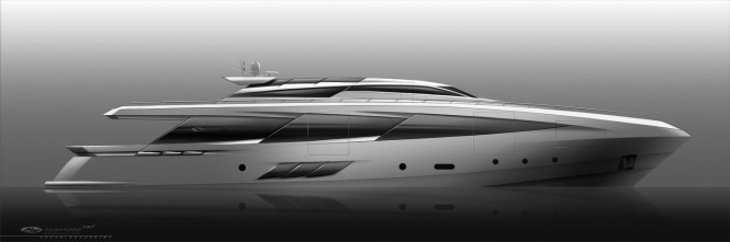 The Numarine 130 WB Superyacht - Profile Rendering The Numarine 130 WB Superyacht - Profile Rendering