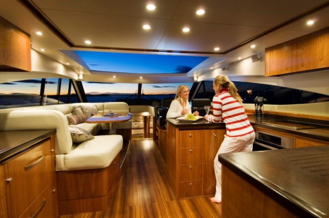 The single level living and functional galley is a feature of the 5800 Sport Yacht