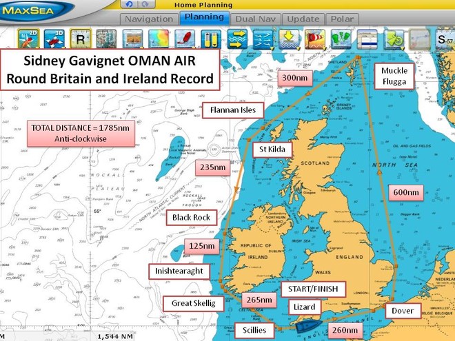 Trimaran sailing yacht Oman Air Majan Round Britain and Ireland Record