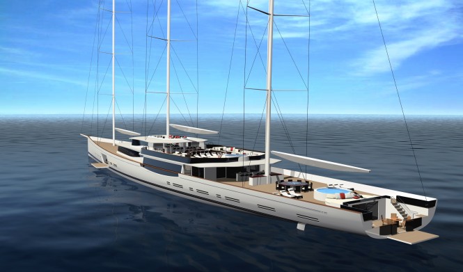 Design Unlimited and Reichel Pugh’s 100m mega sailing yacht – the largest luxury sailing yacht ever built.