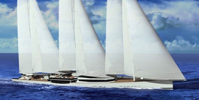 100m mega sailing yacht by Design Unlimited and Reichel Pugh Yacht Design.. 100m mega sailing yacht by Design Unlimited and Reichel Pugh Yacht Design..