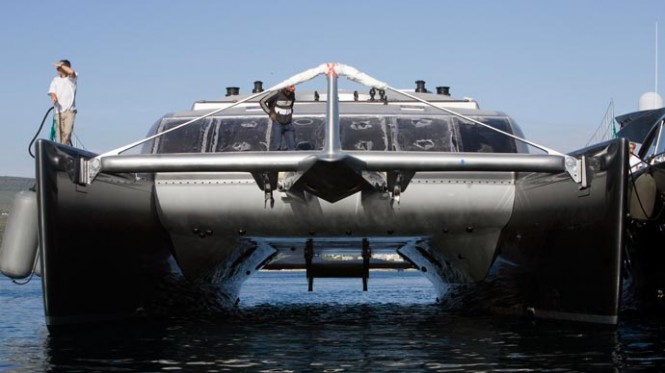 Blue Coast 95 Luxury Catamaran launched from H2X - Photo credit to Xavier de Fournoux