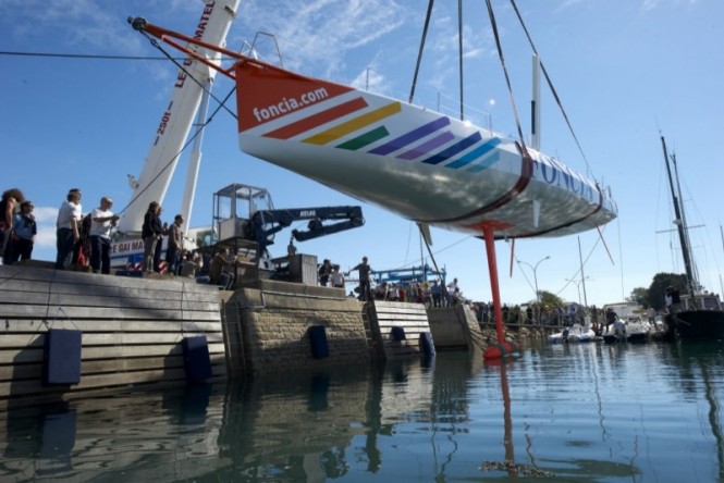 New 60 foot Imoca 60 Sailing yacht FONCIA at her launch - Photo Credit Yvan Zedda Team FONCIA 