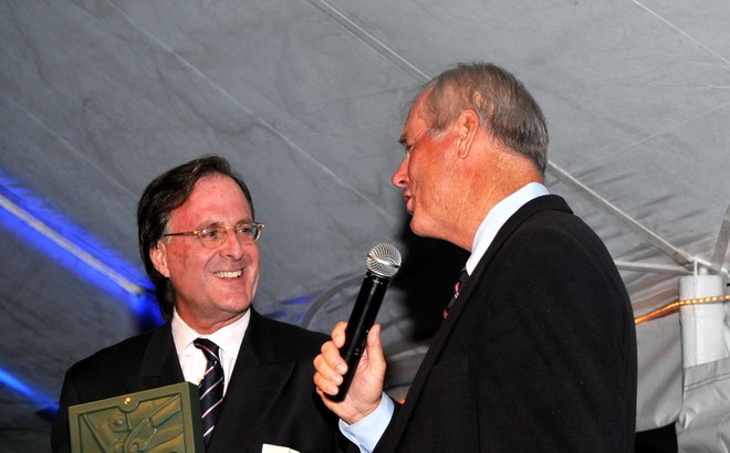 Rolex Vice President Peter Nicholson and Gary Jobson, master of ceremonies, America’s Cup Hall of Fame Induction presented by Rolex Watch USA - Photo Credit Paul Darling Rolex Vice President Peter Nicholson and Gary Jobson, master of ceremonies, America’s Cup Hall of Fame Induction presented by Rolex Watch USA - Photo Credit Paul Darling