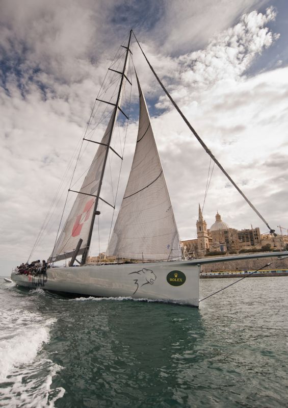 Sailing yacht ICAP LEOPARD, taking line honours 2009 Rolex Middle Sea Race - Photo Credit Rolex  Alan Carville