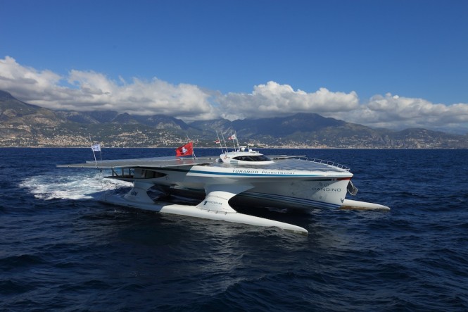Ms Turanor - PlanetSolar departs Monaco 27 September 2010 - Photo courtesy of PlanetSolar