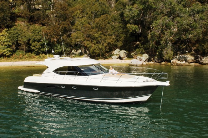 The tender garage, walk around side decks and large sun pad on the foredeck are a few of the many features of the Riviera 5000SY The tender garage, walk around side decks and large sun pad on the foredeck are a few of the many features of the Riviera 5000SY