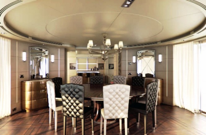 Benetti Vision 145 Told U So - Indoor- Outdoor dining area with retractable glass walls Benetti Vision 145 Told U So - Indoor- Outdoor dining area with retractable glass walls