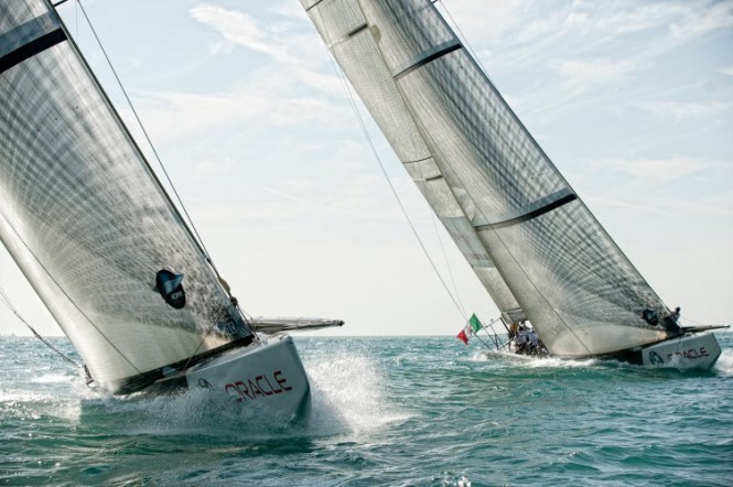 Race day 6 ALL4ONE vs Mascalzone Latino Audi Team © Paul Toddoutsideimages.comLouis Vuitton Trophy Race day 6 ALL4ONE vs Mascalzone Latino Audi Team © Paul Toddoutsideimages.comLouis Vuitton Trophy