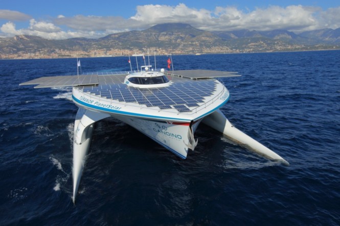 TÛRANOR PlanetSolar Catamaran reaches Miami, Florida.