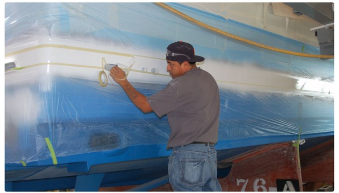Viking 76 Convertible prepared for painitng - Credit Viking Yachts Viking 76 Convertible prepared for painitng - Credit Viking Yachts