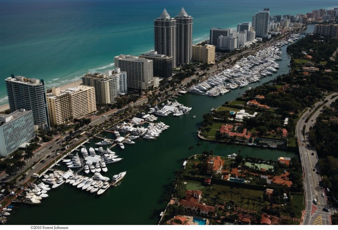 Megayacht Row at the Yacht & Brokerage Show in Miami Beach