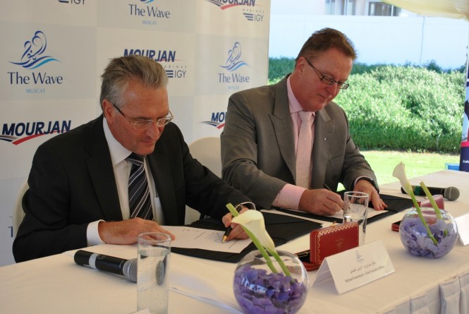 right to left Michael Horrigan - CEO and Board Member of Mourjan Marinas and Michael Lenarduzzi CEO The Wave Muscat