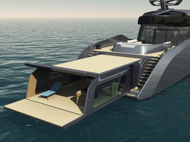 37m Blue Whale Motor Yacht extendable Aft Section by CanariaOcean