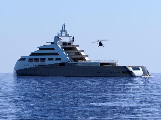 110m Explorer Motor Yacht Concept by J Kinder Yacht Design- Rendering Angular View 110m Explorer Motor Yacht Concept by J Kinder Yacht Design- Rendering Angular View
