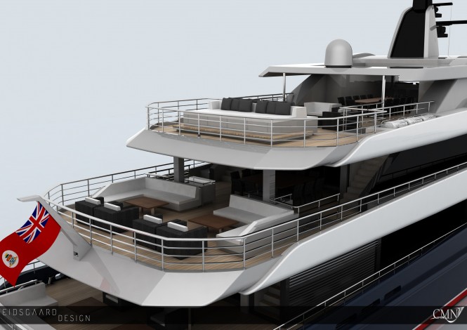 Detail of the motor yacht Panache built by CMN with interior and exterior design by Eidsgaard Design London