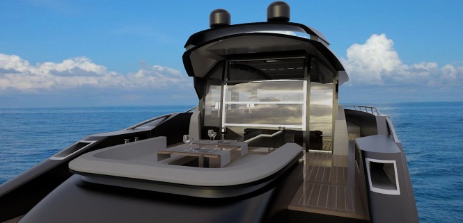 GALATEA 56 Motor yacht aft deck by Pama Architetti Design GALATEA 56 Motor yacht aft deck by Pama Architetti Design