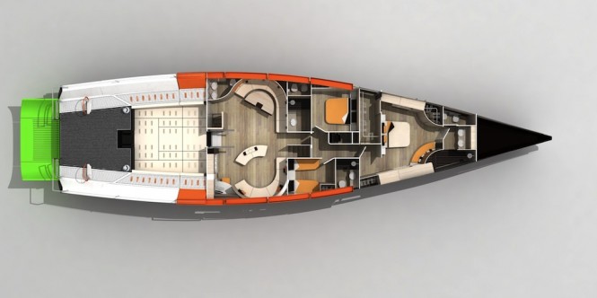 Layout of the sailing yacht OAI 115 by Carlo Cafiero