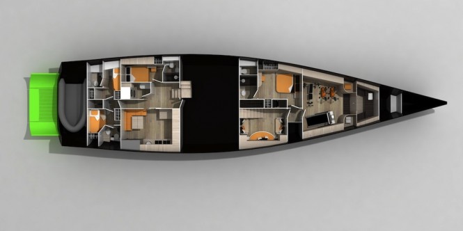 Sailing Yacht OAI 115 layout - design by Carlo Cafiero