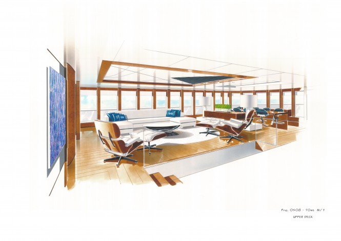 Upper deck of the superyacht Nomad - Image courtesy of the interior designed Michela Reverberi