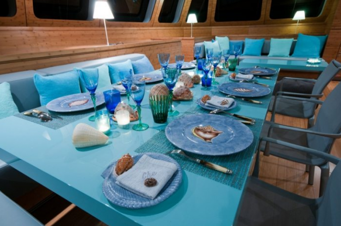 Sunreef Catamaran CHE - dining table - Image credit to Sunreef Yachts