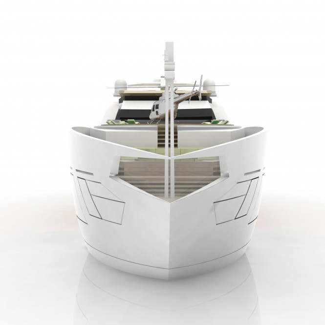 Detail of the new 90 metre Carlo Cafiero Luxury Mega Yacht design