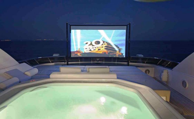 MY Jems sun deck outdoor cinema screen