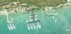 Quarterdeck Marina at Bitter End Yacht Club being refitted