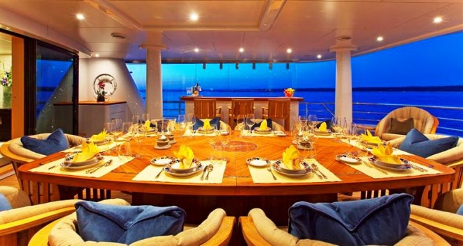 Yacht Imagine - Upper Aft Dining and bar - Photo Credit Marc Paris