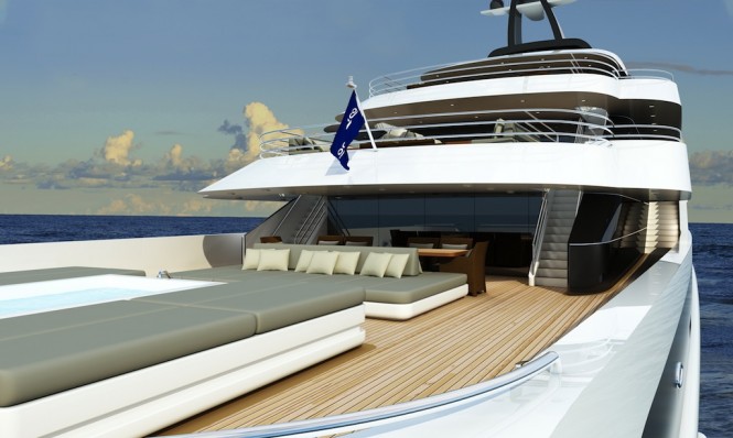 Exterior detail of the Luiz De Basto designed superyacht DP009 built by Oceanco Exterior detail of the Luiz De Basto designed superyacht DP009 built by Oceanco