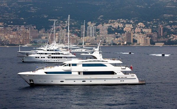 Luxury yachts line up at The Rendezvous in Monaco 2011 Luxury yachts line up at The Rendezvous in Monaco 2011