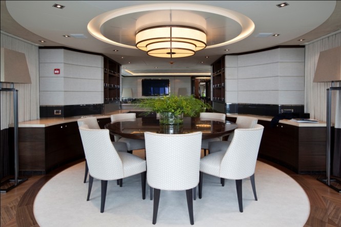 The Hessen 37 m Superyacht Aurelia Dining Area - photography by Emilio Bianchi Superyacht Aurelia Dining Area - photography by Emilio Bianchi
