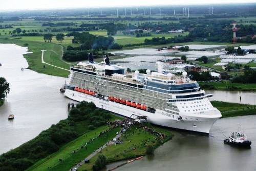 Tight squeeze for 26 mile manoeuvre of Celebrity Cruises newest ship Celebrity Silhouette