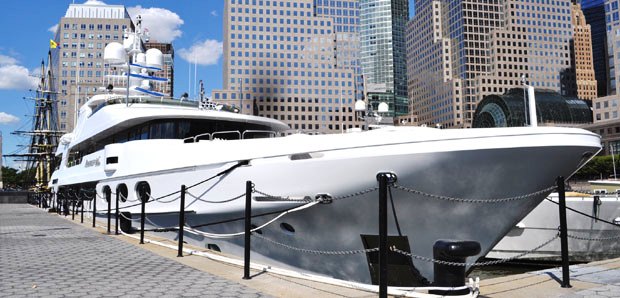 Christensen Motor Yacht Remember When at Dennis Conner’s North Cove, Manhattan