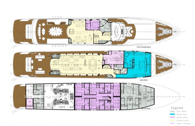 Layout of the 49.90m motor yacht Falcon ex T060 by Trinity Yachts Layout of the 49.90m motor yacht Falcon ex T060 by Trinity Yachts