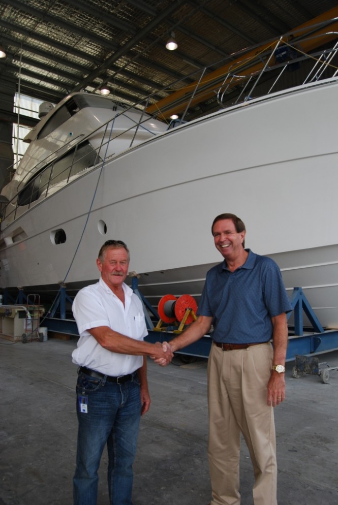 Riviera Boats sign first order for the new motor yacht Riviera 75 Enclosed Flybridge