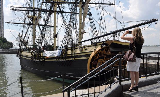Tall ship sailing yacht Friendship of Salem at Dennis Conner’s North Cove
