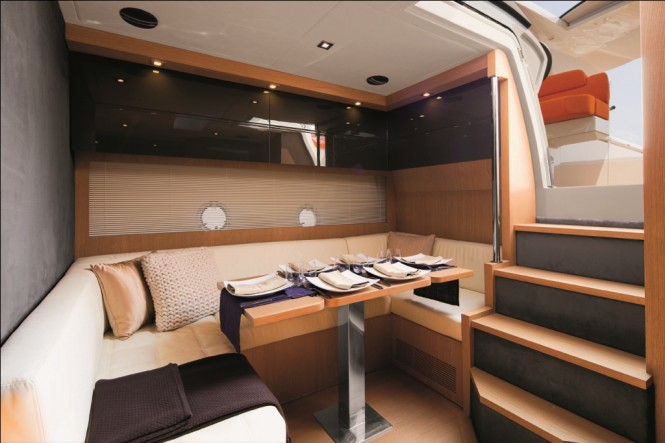 Atlantis 48 motor yacht dinette - Credit Azimut Yachts