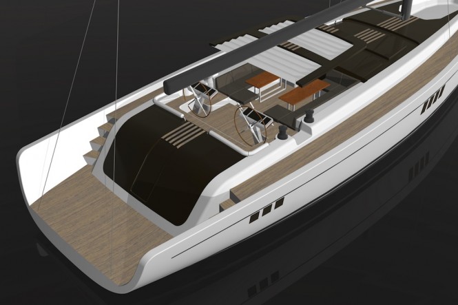 Close up at the sailing yacht Hanse 78 Premium Close up at the sailing yacht Hanse 78 Premium