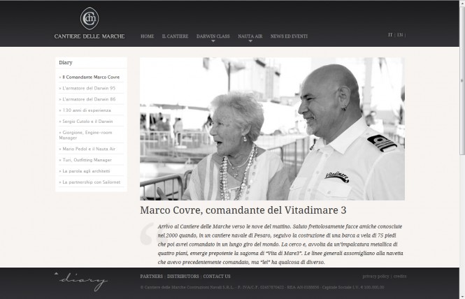 "Diary" section on the Cantiere delle Marche website "Diary" section on the Cantiere delle Marche website
