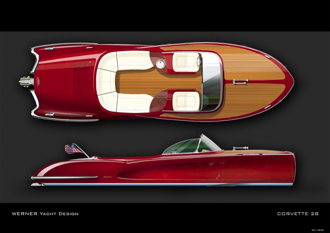 Luxury 28′ Corvette yacht tender by Werner Yacht Design