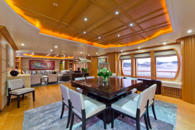 Dining area - charter yacht Troyanda - Photographer: Marc Paris Dining area - charter yacht Troyanda - Photographer: Marc Paris