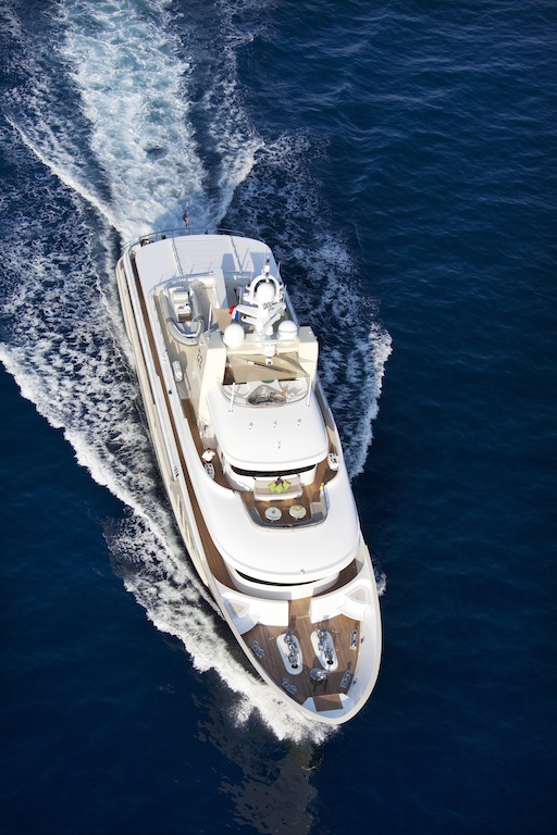 View from above at the E&E charter yacht designed by Vripack with interior by Art-Line Interiors View from above at the E&E charter yacht designed by Vripack with interior by Art-Line Interiors