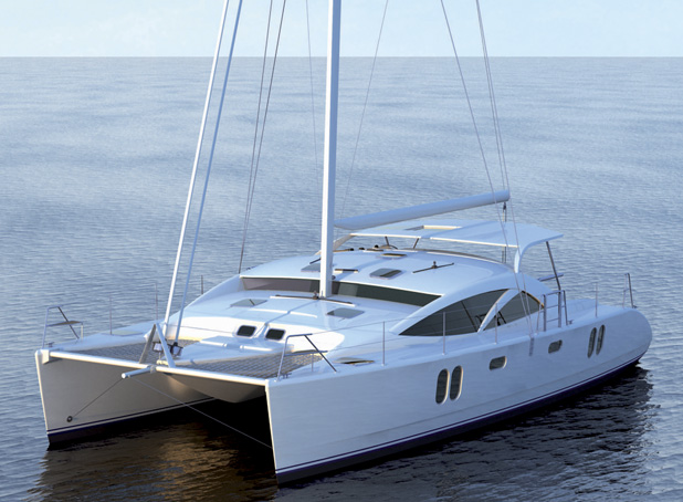 Catamaran Yacht Discovery 50 on display at Miami International Boat Show