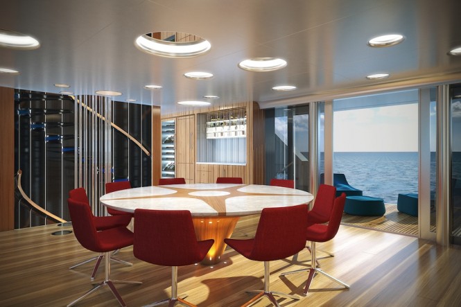 50m Expedition Motor Yacht STAR FISH by Aquos Yachts (McMullen and Wing) - Dining Salon 50m Expedition Motor Yacht STAR FISH by Aquos Yachts (McMullen and Wing) - Dining Salon