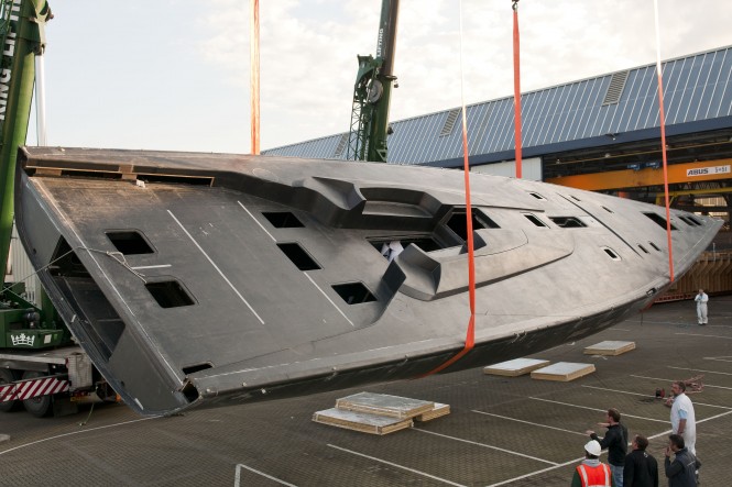 Sailing Yacht Wally Cento’s hull completed on schedule at Green Marine