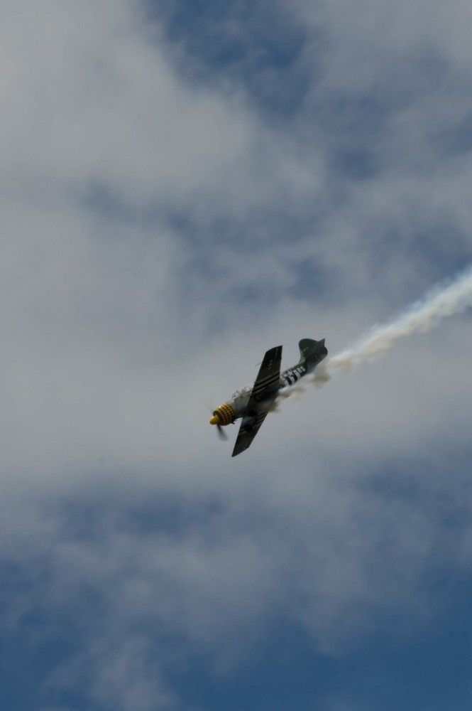 There were aerial shows featuring Russia's military training YAK-52 aircraft There were aerial shows featuring Russia's military training YAK-52 aircraft