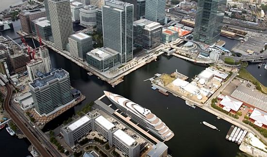 170m luxury motor yacht Aquiva – a Super Yacht Hotel for Canary Wharf